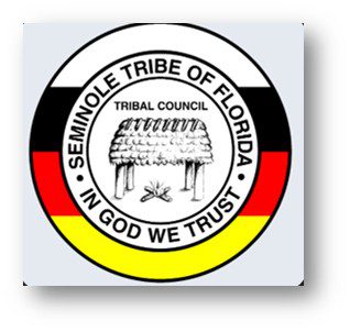 Seal of the Seminole Tribe of Florida featuring a traditional patchwork design.